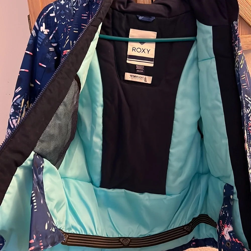 (12) Roxy American Pie Snow Jacket Snowboarding Ski Navy Blue Pink New Condition - Picture 7 of 11